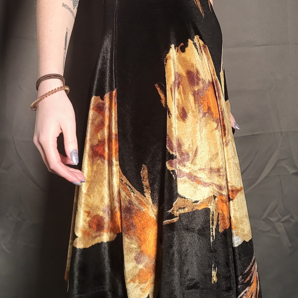 Elegant Black and Gold Floral Dress